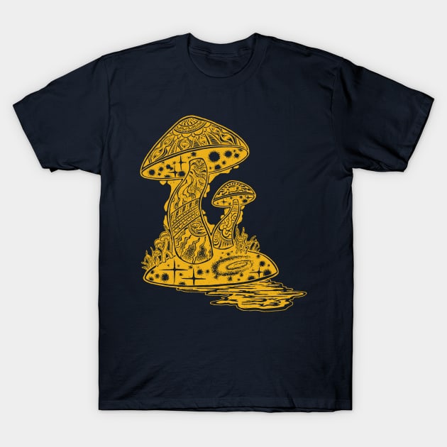 Shroom Swamp [dark] T-Shirt by HenryBennettArt